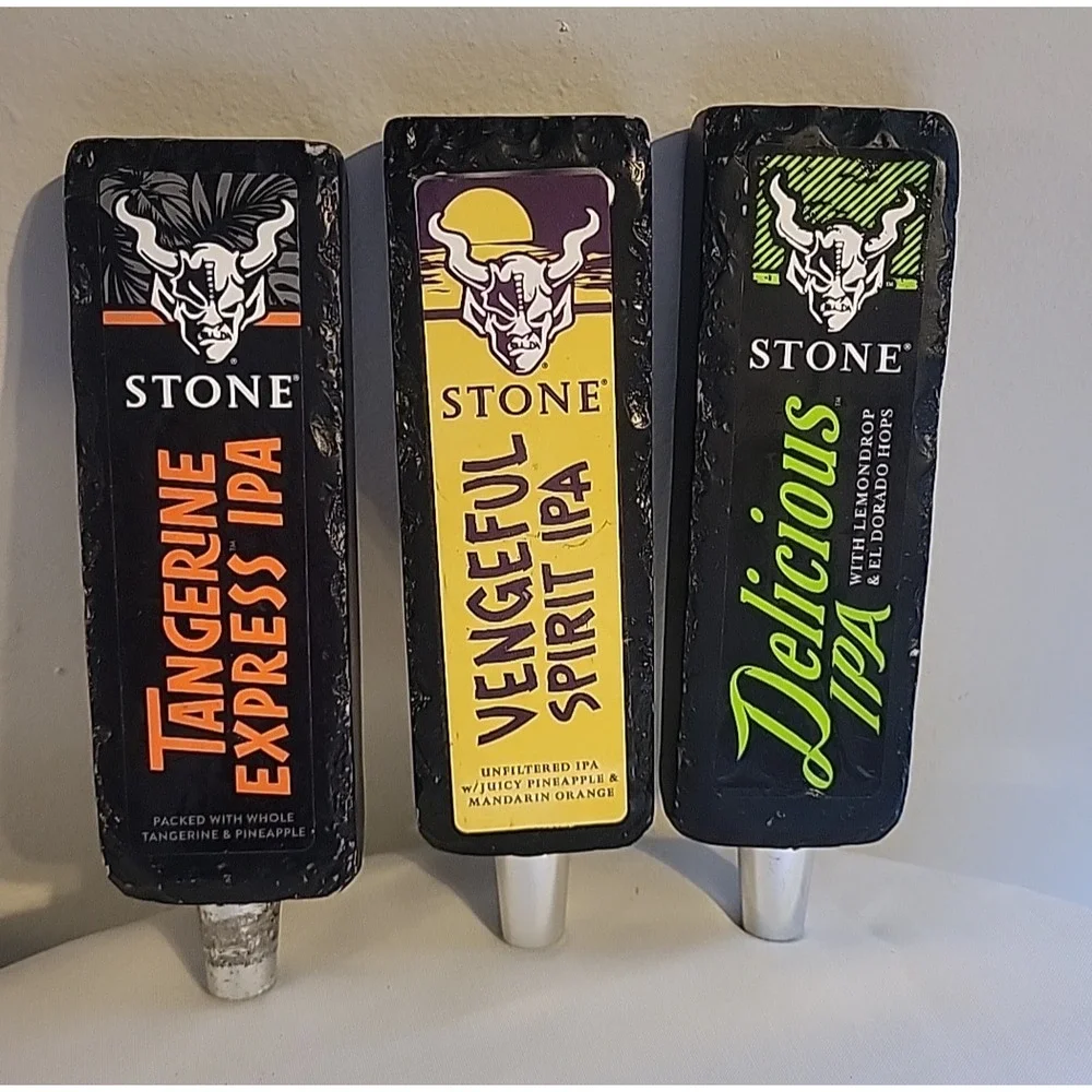 Lot of 3 STONE BREWING TANGERINE EXPRESS VENGEFUL SPIRIT SANCTIMONIOUS IPA Taps